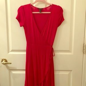 Soft Red Wrap Dress